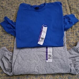 Gildan Classic Blue and Gray Long Sleeve Tees
